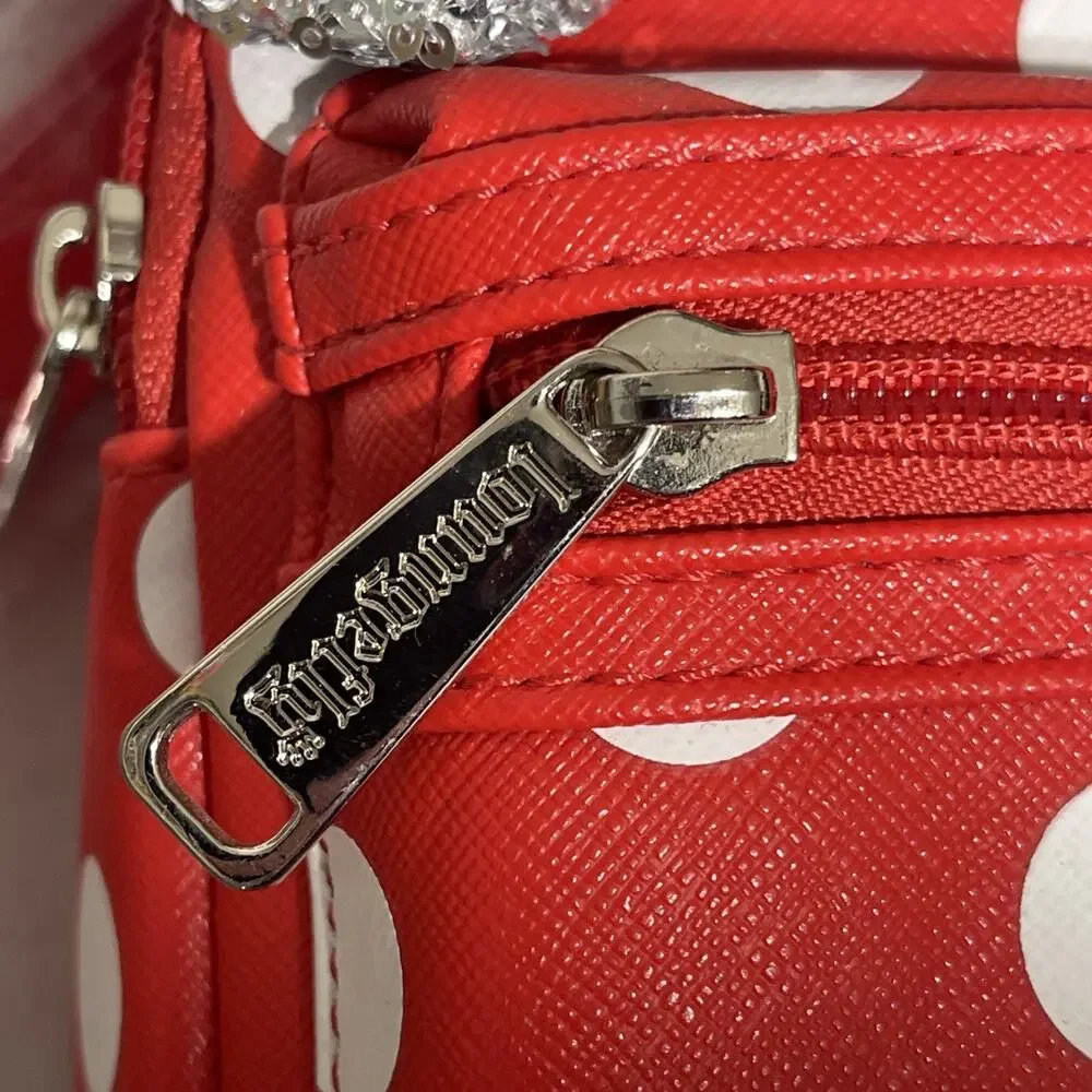 Walt Disney Loungefly Minnie Mouse Red White Polka Dot Bow Backpack Wristlet NWT